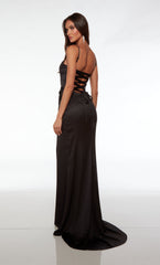 Formal Long Plunging Neckline Spaghetti Strap High Slit Dress
