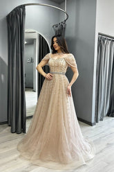 Long Sweetheart Backless A-line Off-the-Shoulder Formal Evening Dresses