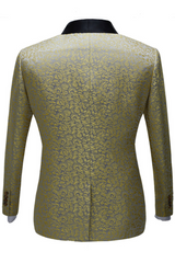 Gentle Black Shawl Lapel One-Button Jacquard Wedding Suit