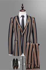 Gentle Black Striped Prom Attire for Men 2024 Online