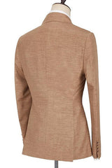 Gentle Brown Peaked Lapel Prom Suit with Ruffles