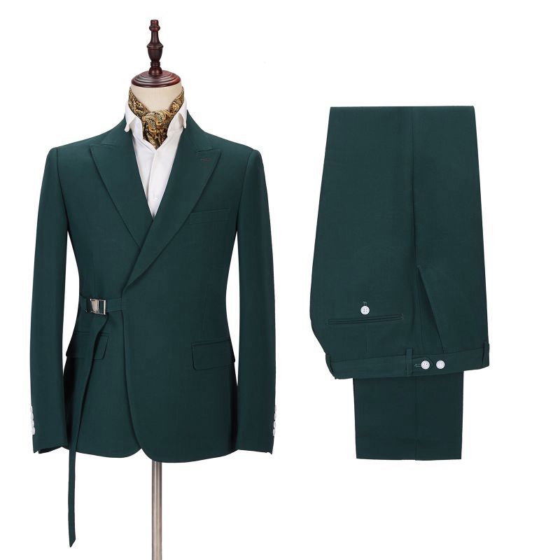 Gentle Dark Green Father of the Bride Suit with Peaked Lapel