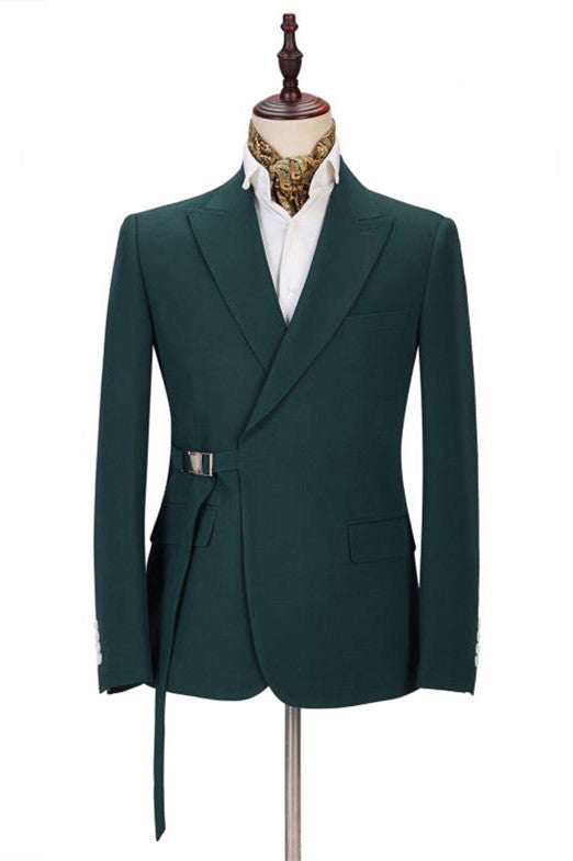Gentle Dark Green Father of the Bride Suit with Peaked Lapel