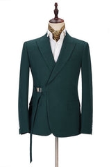 Gentle Dark Green Father of the Bride Suit with Peaked Lapel