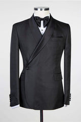 Glamorous Black Wedding Suit Outfits for Groom 2024 with Shawl Lapel