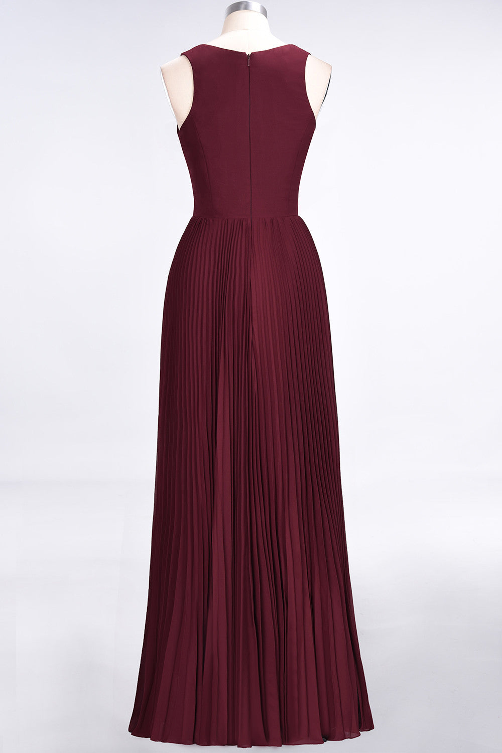 Glamorous Chiffon V-Neck Ruffle Burgundy Bridesmaid Dresses Affordable-Babyonlines
