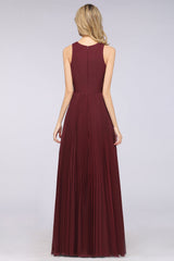 Glamorous Chiffon V-Neck Ruffle Burgundy Bridesmaid Dresses Affordable-Babyonlines