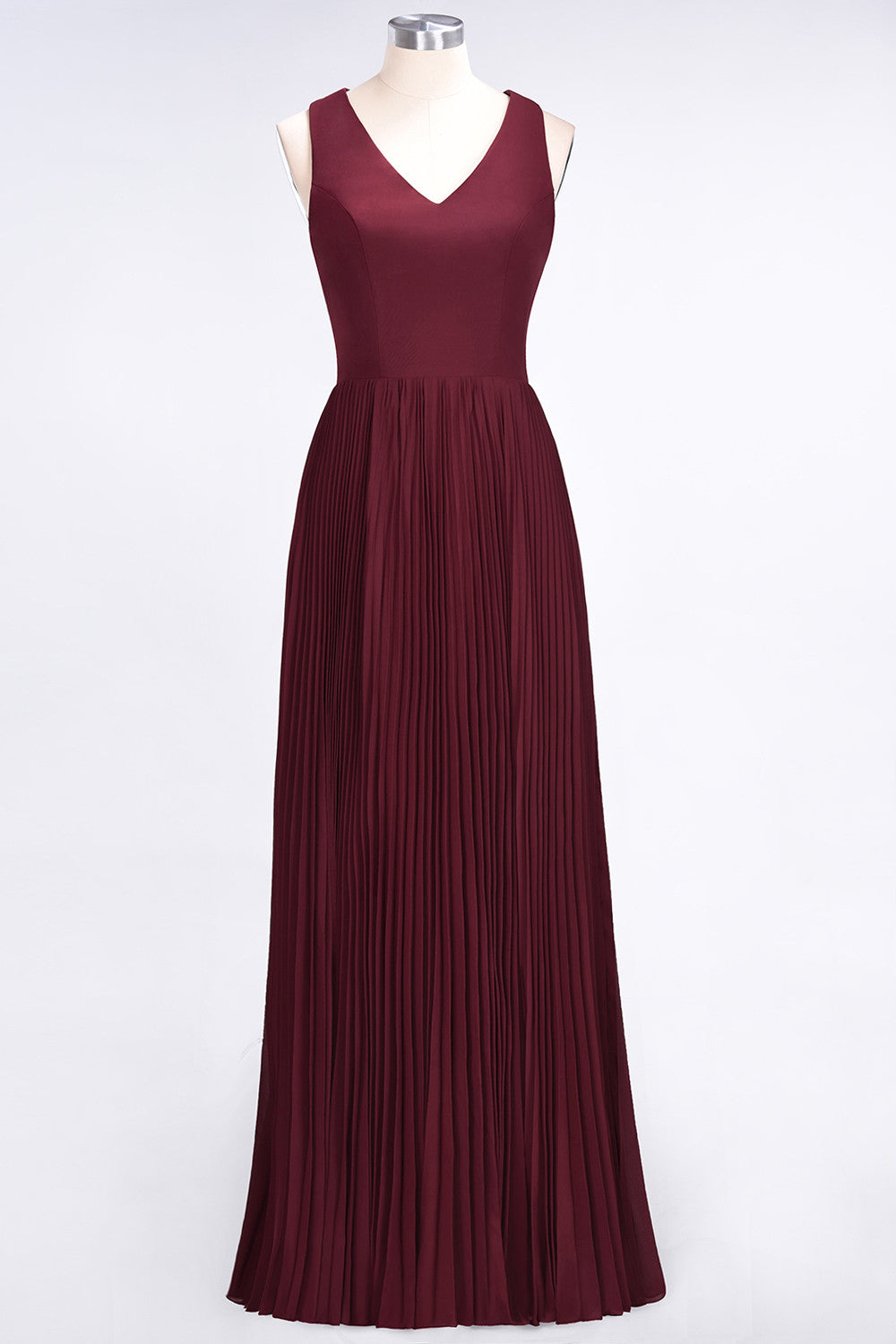 Glamorous Chiffon V-Neck Ruffle Burgundy Bridesmaid Dresses Affordable-Babyonlines