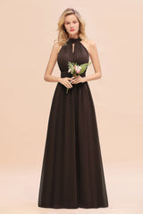 Glamorous High-Neck Halter Bridesmaid Affordable Dresses with Ruffle-Babyonlines