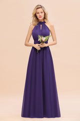 Glamorous High-Neck Halter Bridesmaid Affordable Dresses with Ruffle-Babyonlines