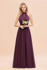Glamorous High-Neck Halter Bridesmaid Affordable Dresses with Ruffle-Babyonlines