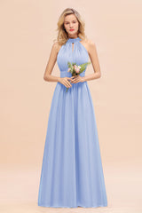 Glamorous High-Neck Halter Bridesmaid Affordable Dresses with Ruffle-Babyonlines