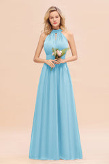 Glamorous High-Neck Halter Bridesmaid Affordable Dresses with Ruffle-Babyonlines