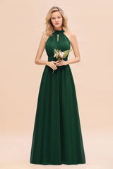 Glamorous High-Neck Halter Bridesmaid Affordable Dresses with Ruffle-Babyonlines