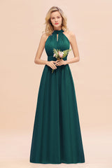 Glamorous High-Neck Halter Bridesmaid Affordable Dresses with Ruffle-Babyonlines