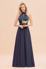 Glamorous High-Neck Halter Bridesmaid Affordable Dresses with Ruffle-Babyonlines