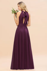 Glamorous High-Neck Halter Bridesmaid Affordable Dresses with Ruffle-Babyonlines