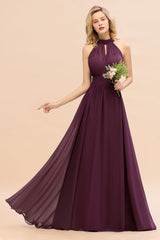 Glamorous High-Neck Halter Bridesmaid Affordable Dresses with Ruffle-Babyonlines