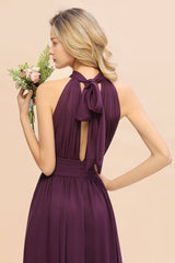 Glamorous High-Neck Halter Bridesmaid Affordable Dresses with Ruffle-Babyonlines