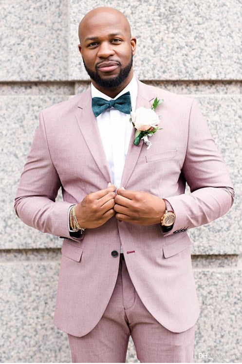 Glamorous Pink Wedding Suit for Men with Notched Lapel