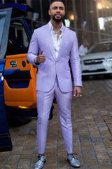 Glamorous Purple Two-Piece Slim Fit Homecoming Suit for Boys