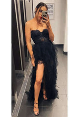 Glamorous Strapless Tulle Prom Dress Sleeveless Ball Gown