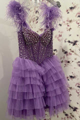 Glitter Cold Shoulder Black Beaded Ruffle Short Homecoming Dress