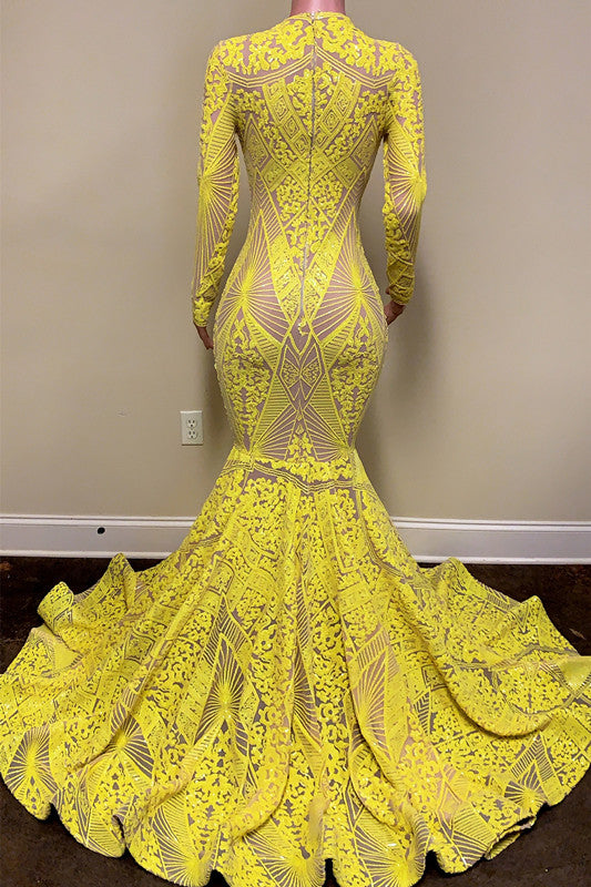 Gorgeous Long Sleeve Mermaid Long Prom Dress with Embroidery