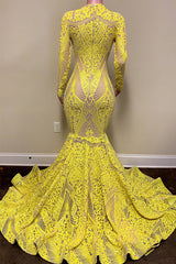 Gorgeous Long Sleeve Mermaid Long Prom Dress with Embroidery