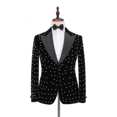 Gorgeous Casual Black Prom Outfit with Peaked Lapel for Men