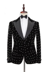 Gorgeous Casual Black Prom Outfit with Peaked Lapel for Men