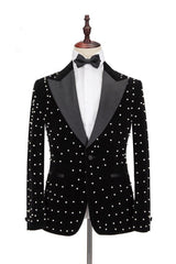 Gorgeous Casual Black Prom Outfit with Peaked Lapel for Men