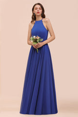 Gorgeous Affordable Chiffon Ruffle Royal Blue Bridesmaid Dress-Babyonlines