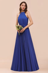 Gorgeous Affordable Chiffon Ruffle Royal Blue Bridesmaid Dress-Babyonlines