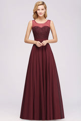 Gorgeous Lace Jewel Affordable Pink Bridesmaid Dress with Beadings-Babyonlines