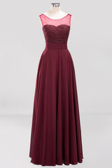 Gorgeous Lace Jewel Affordable Pink Bridesmaid Dress with Beadings-Babyonlines