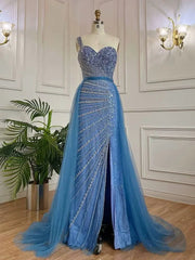 Gorgeous Lavender One Shoulder Floor Length Prom Dress with Beading