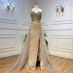 Gorgeous Lavender One Shoulder Floor Length Prom Dress with Beading