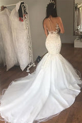 Gorgeous Sleeveless Mermaid Wedding Dress with Lace Appliques