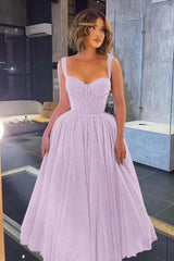 Gorgeous Spaghetti Strap Sweetheart Prom Dress with Sequins and Tulle