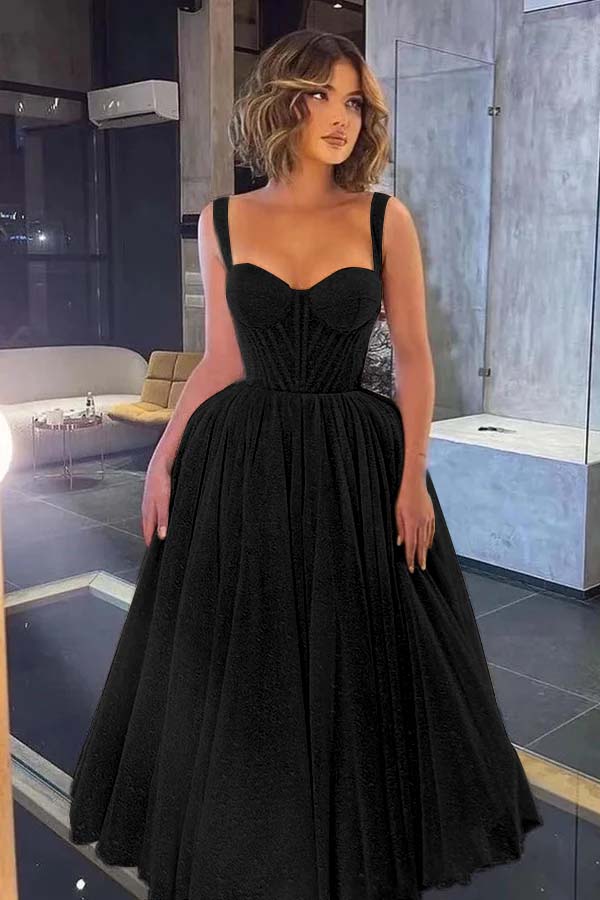 Gorgeous Spaghetti Strap Sweetheart Prom Dress with Sequins and Tulle