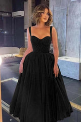 Gorgeous Spaghetti Strap Sweetheart Prom Dress with Sequins and Tulle