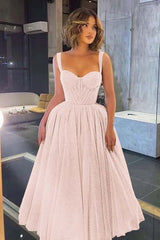 Gorgeous Spaghetti Strap Sweetheart Prom Dress with Sequins and Tulle