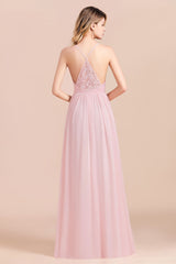 Gorgeous Spaghetti Straps Ruffle Pink Chiffon Bridesmaid Dress Affordable-Babyonlines