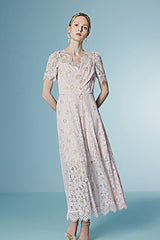 Babyonlines Graceful Short Sleeves A-line Lace Floral Dresses