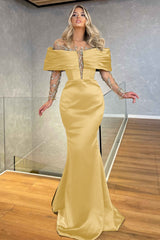 Green Off the Shoulder Long Sleeve Prom Dress with Beading