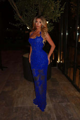 Halter Mermaid Long Prom Dress with Lace Embroidery