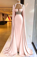Halter Mermaid Long Prom Dress with Pleated Beading