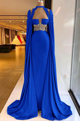 Halter Mermaid Long Prom Dress with Pleated Beading