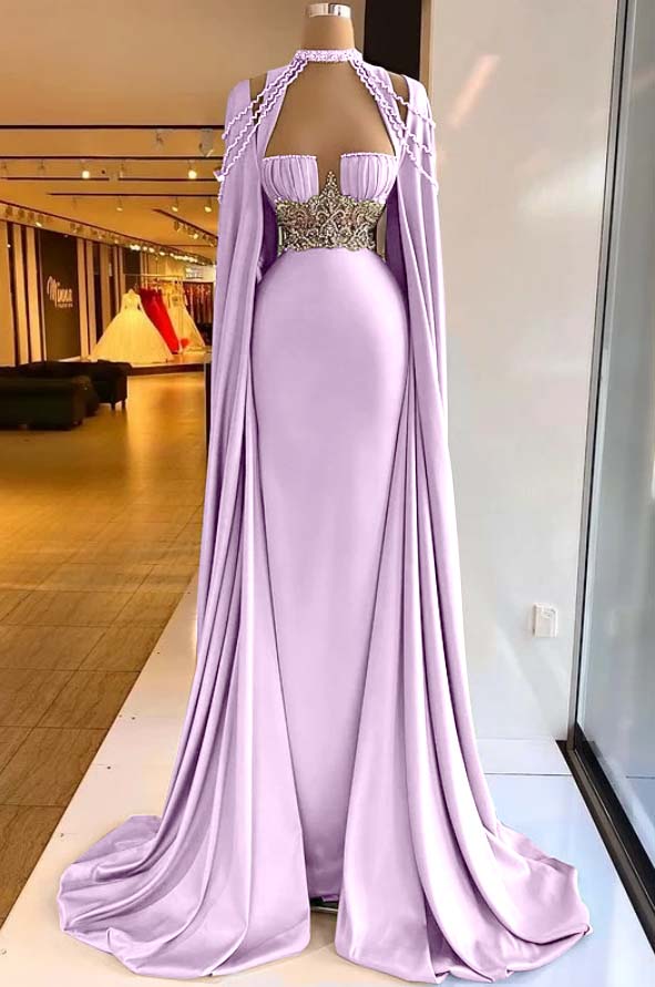 Halter Mermaid Long Prom Dress with Pleated Beading